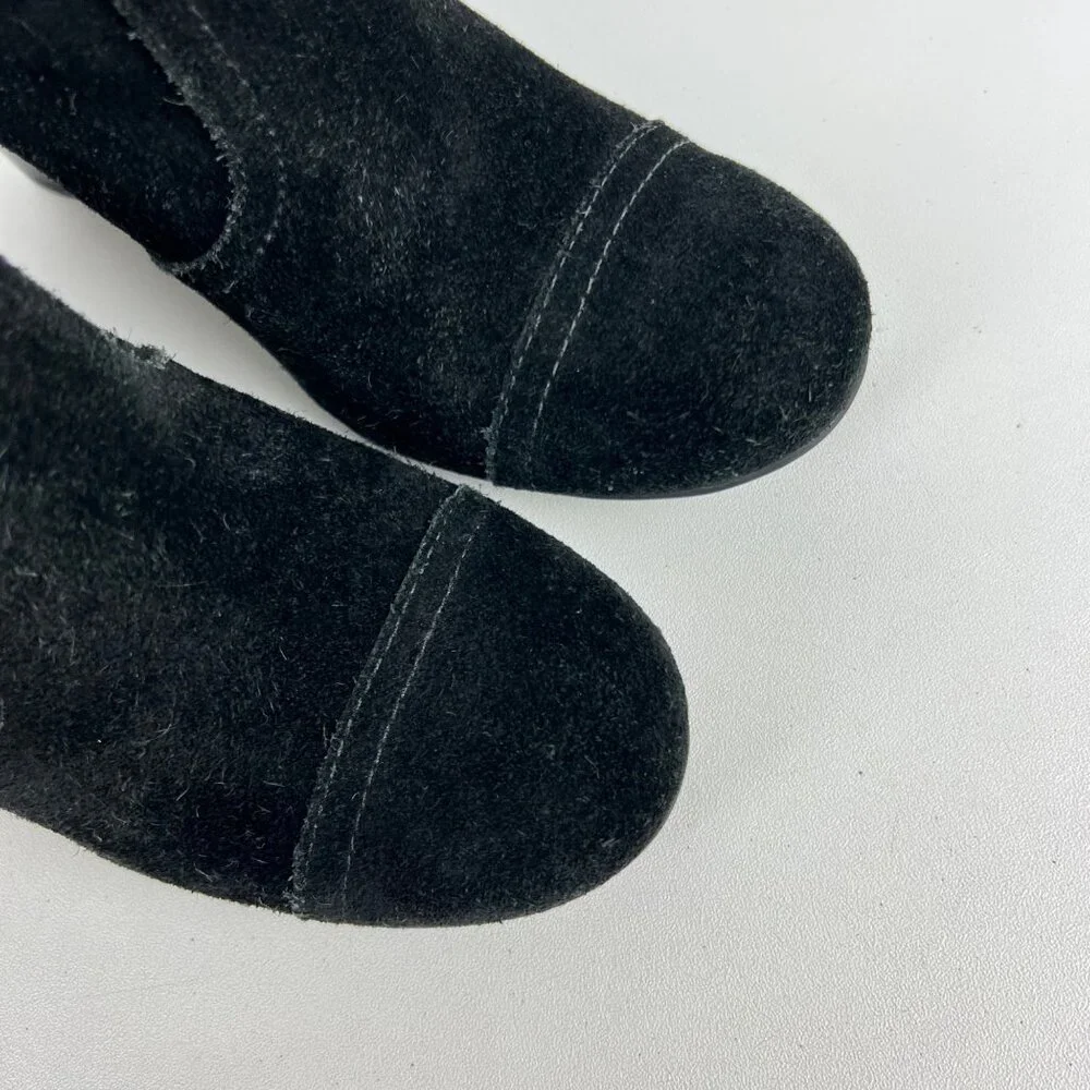 Tory Burch Womens Adrienne Black Suede Wedge Booties Chelsea Ankle Boot size 6.5